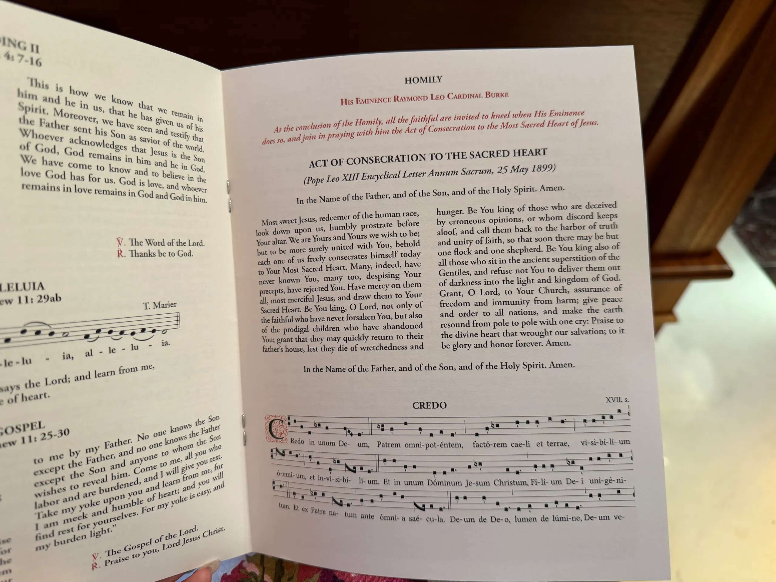 Act of Consecration in the Mass booklet for the Solemnity liturgy celebrated at the Shrine of Our Lady of Guadalupe in La Crosse (Credit: Zeale News)